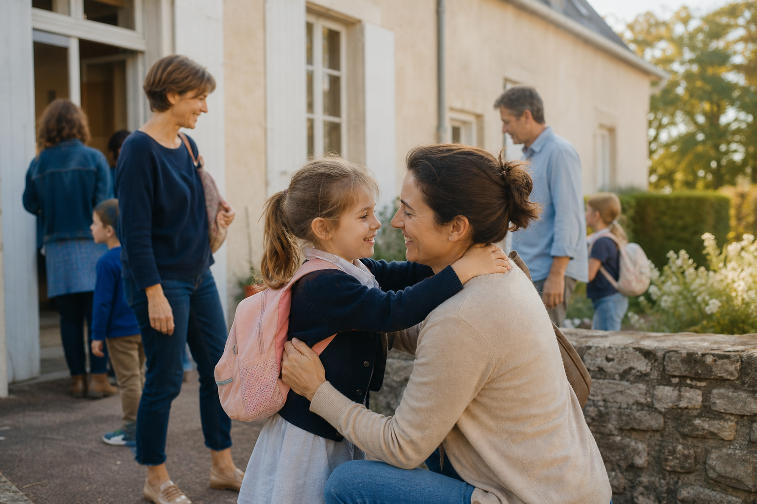 Une enfant retrouvant sa mère à la sortie du Kidcat